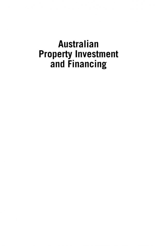 Australian Property Investment And Financing 3rd Edition Patrick Rowland