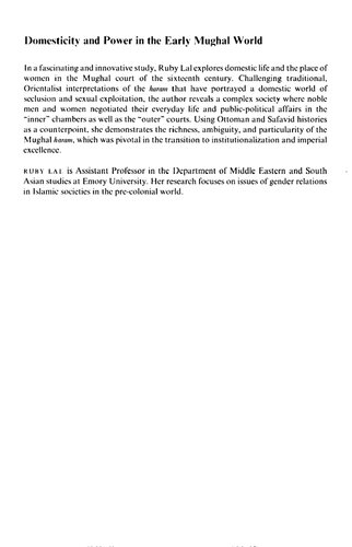 Domesticity And Power In The Early Mughal World Ruby Lal