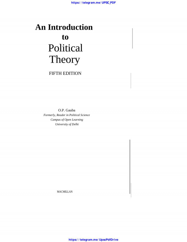 An Introduction To Political Theory Gauba