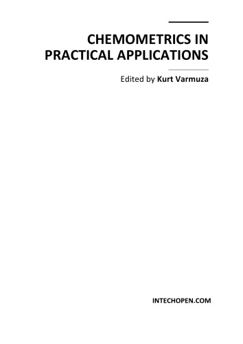 Chemometrics In Practical Applications Kurt Varmuza