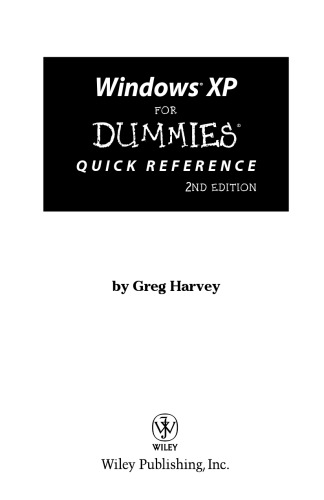 Windows Xp For Dummies Quick Reference Greg Harvey