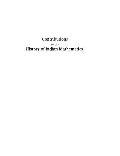 Contributions To The History Of Indian Mathematics Gemch Mdsrinivas