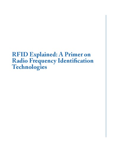 Rfid Explained A Primer On Radio Frequency Identification Technologies Roy Want
