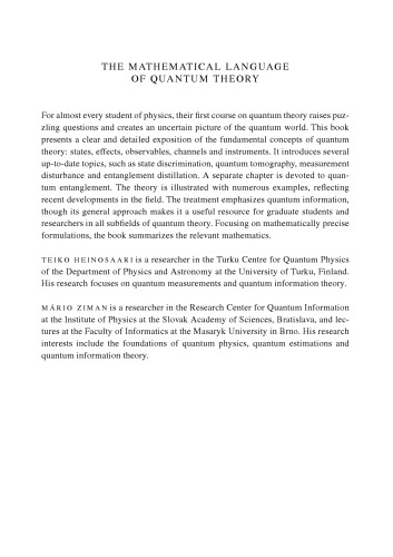 The Mathematical Language Of Quantum Theory From Uncertainty To Entanglement 1st Edition Teiko Heinosaari