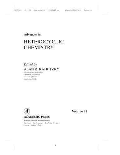 Advances In Heterocyclic Chemistry 81 A Katritzkyed