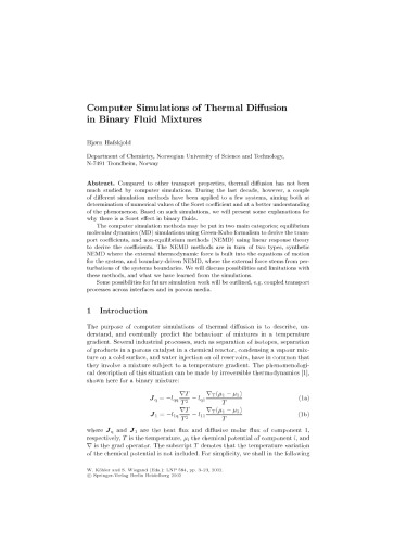 Thermal Nonequilibrium Phenomena In Fluid Mixtures W Koehler