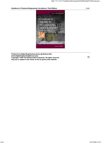Handbook Of Chemical Engineering Calculations 3rd Ed N Chopey