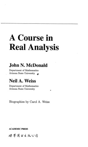 A Course In Real Analysis J Mcdonald N Weiss