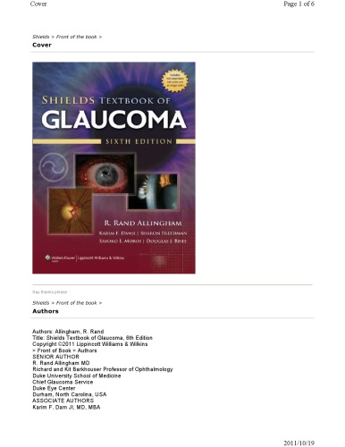 Shields Textbook Of Glaucoma 6th Ed R Allingham