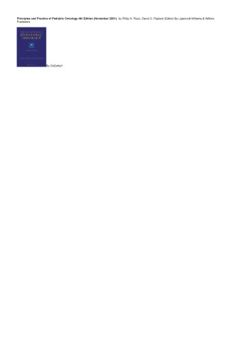 Principles And Practice Of Pediatric Oncology 4th Ed P Pizzo