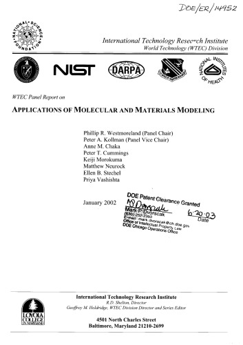 Applications Of Molecular And Materials Modeling