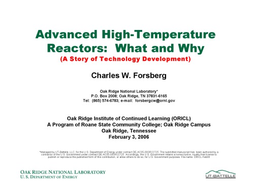 Advanced Hightemperature Reactors Pres Slides
