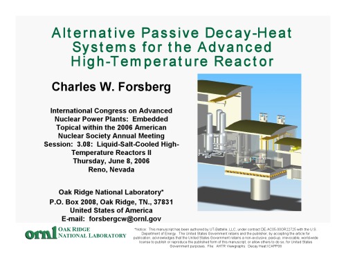 Alternative Passive Decayheat Systems For Ahtr Pres Slides