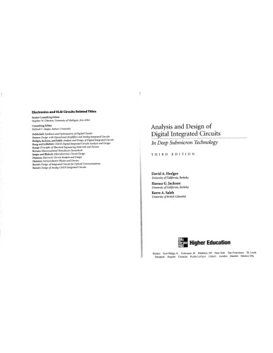 Analysis And Design Of Digital Integrated Circuits In Deep Submicron Technology 3rd Edition David Hodges