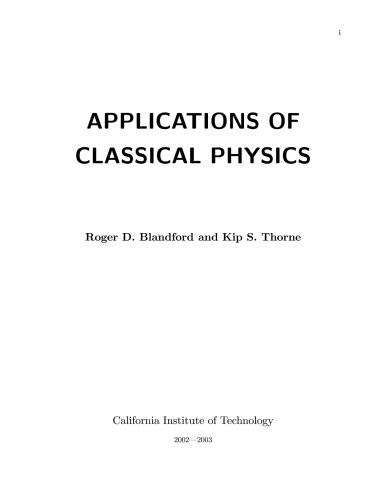 Applications Of Classical Physics R Blandford K Thorne