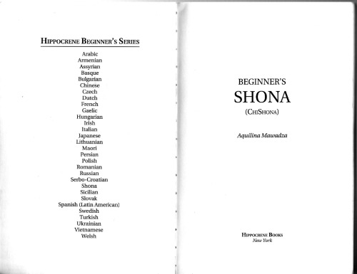 Beginners Shona Lang Of Zimbabwe A Mawadza