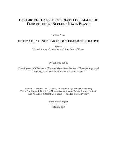 Ceramic Materials For Primary Loop Flowmeters At Nuclear Powerplants
