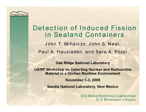 Dectection Of Induced Fission In Sealand Containers Pres Slides