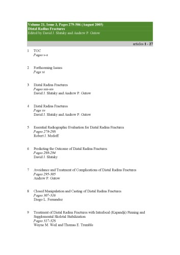 Distal Radius Fractures Issue Of Hand Clinics Ol 21 No 3 D Slutsky