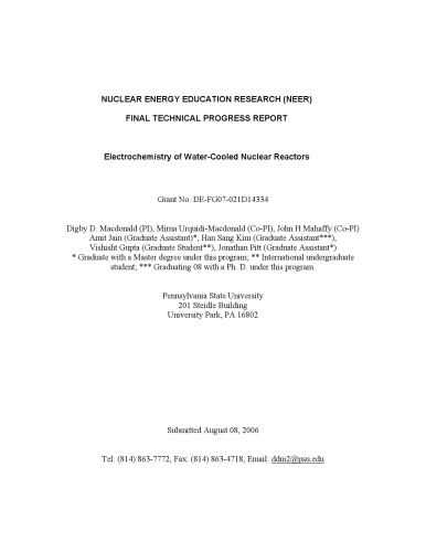 Electrochemistry Of Watercooled Nuclear Reactors Digby D Macdonald