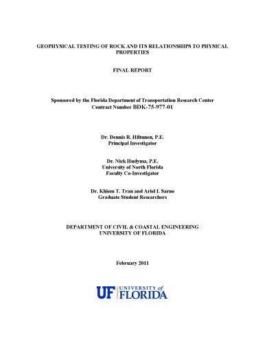 Geophysical Testing Of Rock And Its Relationship To Phys Props Rpt D Hiltunen