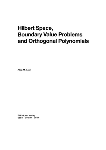 Hilbert Space Bound Value Probs And Orthog Polynomials A Krall