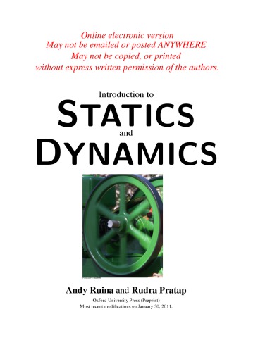 Introduction To Statics And Dynamics A Ruina R Pratap