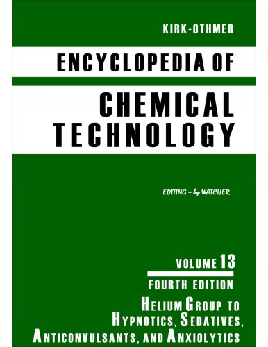Kirkothmer Encyclopedia Of Chemical Technology Vol 13 4th Ed