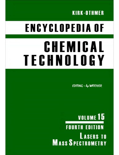 Kirkothmer Encyclopedia Of Chemical Technology Vol 15 4th Ed