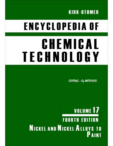 Kirkothmer Encyclopedia Of Chemical Technology Vol 17 4th Ed