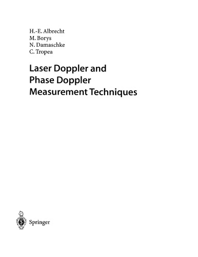 Laser Doppler Phase Doppler Measmnt Techniques H Albrech Et Al