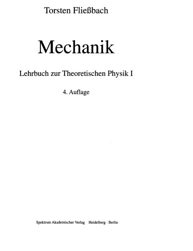 Lehrbuch Zur Theoretischen Physik 1 Mechanik 4th Ed
