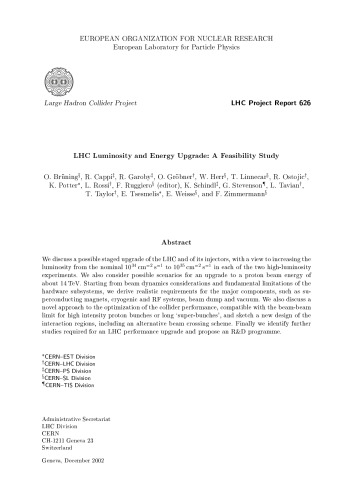 Lhc Luminosity And Energy Upgrade Project Report