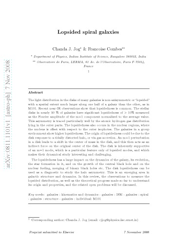 Lopsided Spiral Galaxies C Jog F Combes Preprint