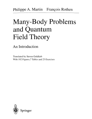 Manybody Problems And Quantum Field Theory An Intro P Martin