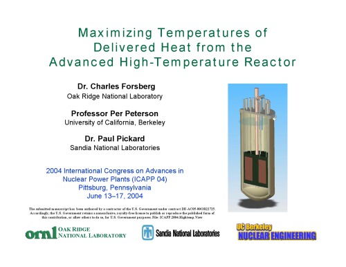 Maximizing Temp Of Delivered Heat From Ahtr Pres Slides