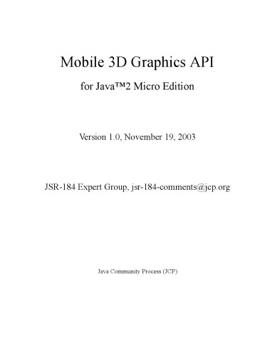 Mobile 3d Graphics Api For Java 2 Micro Edition Version 10