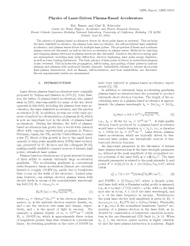 Article Physics Of Laserdriven Plasmabased Accelerators Coll