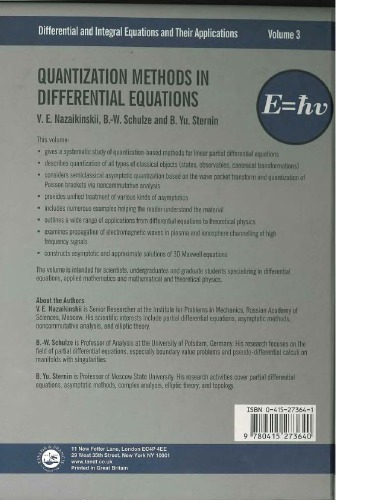 Quantization Methods In The Theory Of Diff Eqns V Nazaikinskii