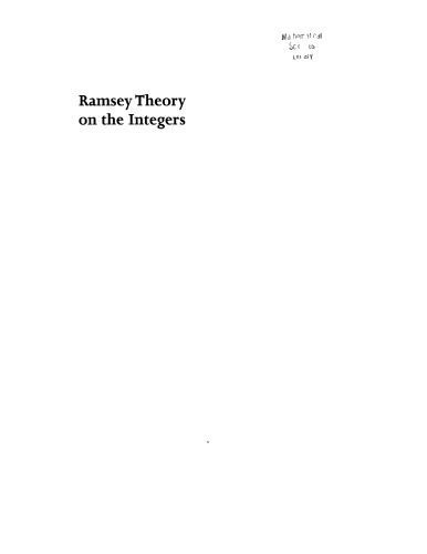 Ramsey Theory On The Integers B Landman A Robertson