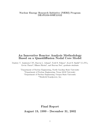Reactor Analysis Methodology Quasidiffusion Nodal Core Model