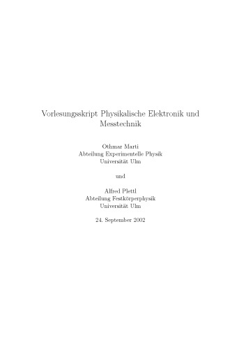 Vorlesungsskript Physikalische Elektronik Messtecnik