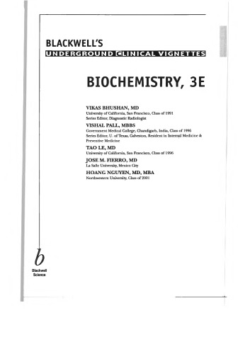 Blackwells Underground Clinical Vignettes Biochemistry 3rd Ed Vikas Bhushan