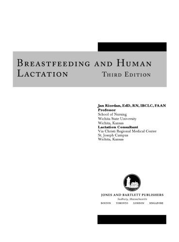 Breastfeeding And Human Lactation 3rd Ed Jan Riordan
