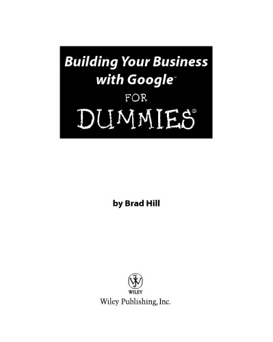 Building Your Business With Google For Dummies Brad Hill