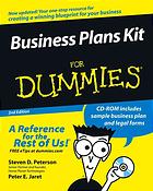 Business Plans Kit For Dummies 2nd Ed Steven Peterson Peter Jaret Barbara Findlay Schenck