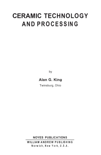 Ceramic Technology And Processing Alan G King
