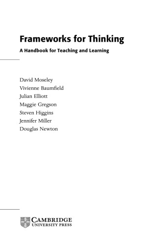 Frameworks For Thinking A Handbook For Teaching And Learning David Moseley Et Al