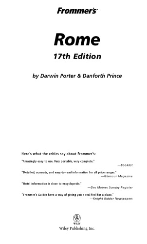 Frommers Rome 7th Ed Darwin Porter Danforth Prince