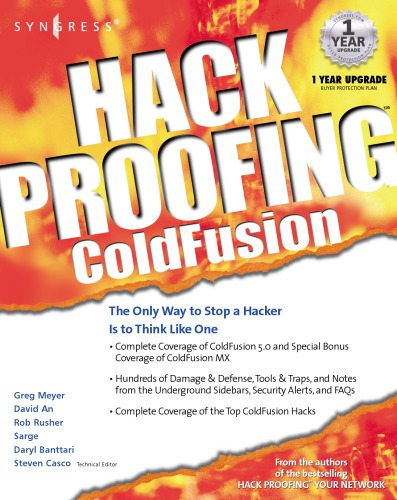 Hack Proofing Coldfusion Greg Meyer Steven Casco Et Al
